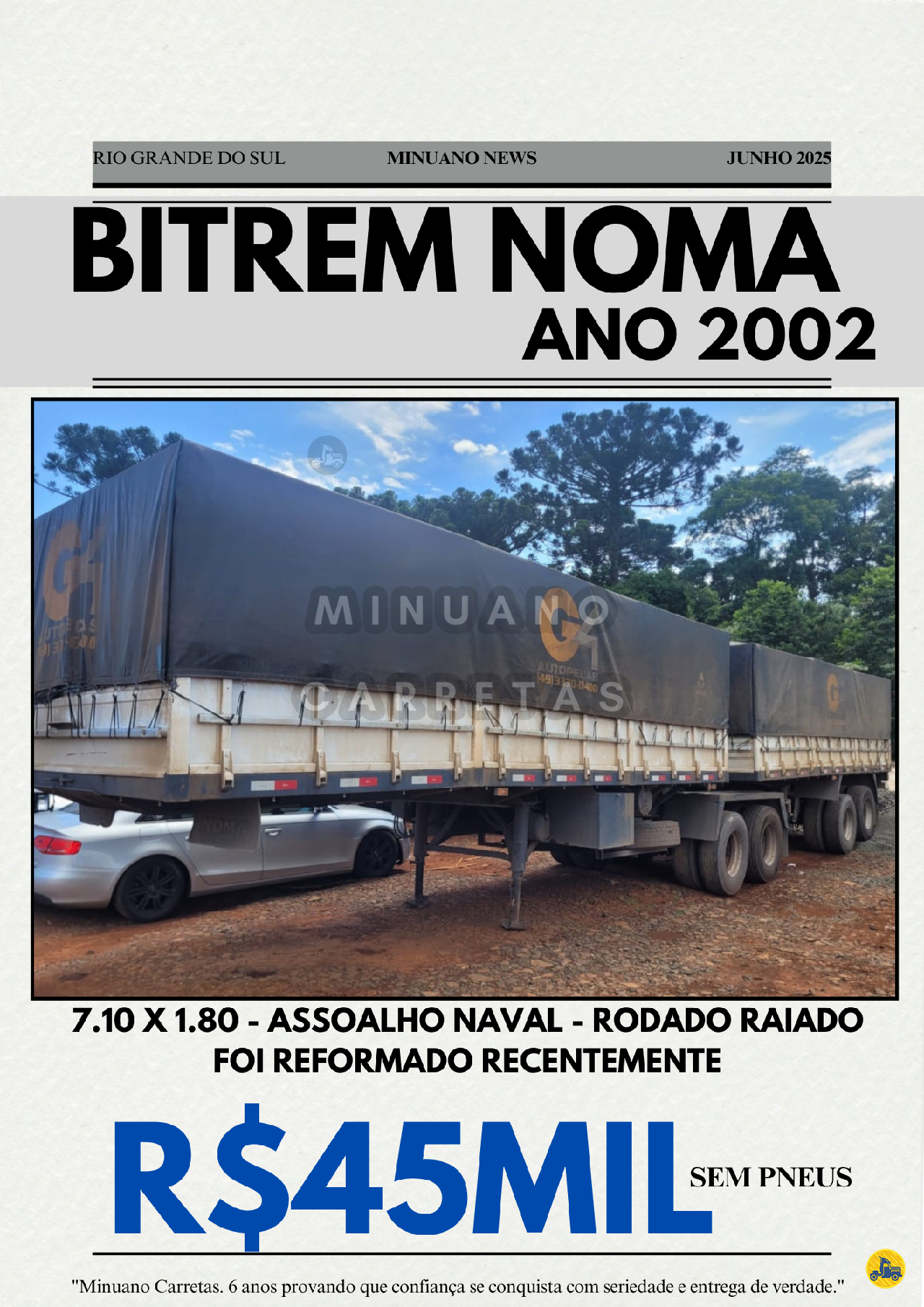 CARRETA BITREM GRANELEIRO Minuano Carretas VACARIA RIO GRANDE DO SUL RS
